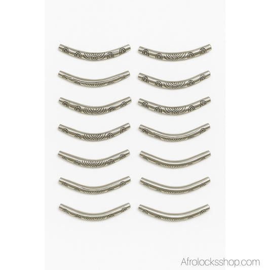 Perles courbées pour Sisterlocks – Lot de 15 tubes zinc argenté 3 cm (trou 2 mm)