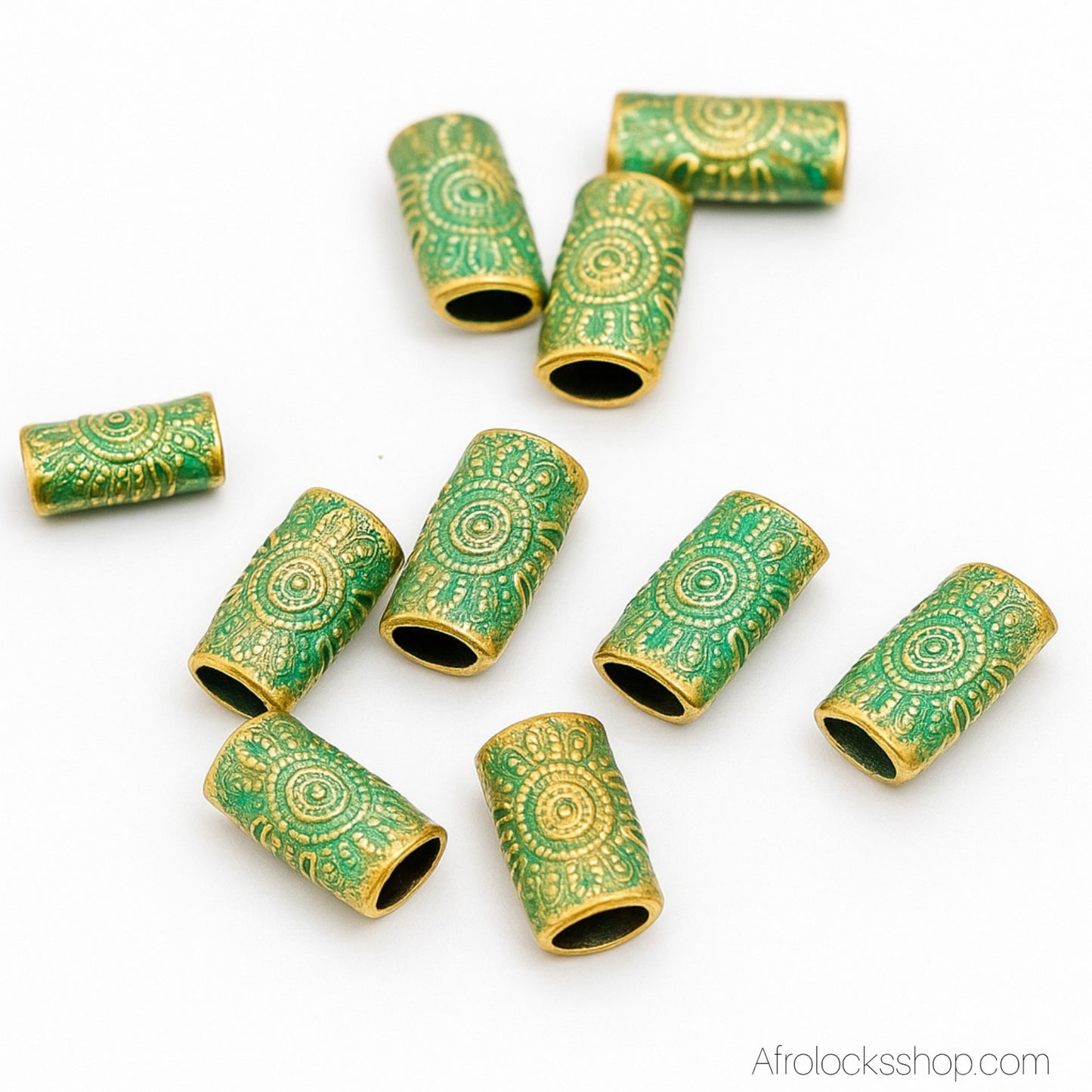 Perles microlocks tribales – lot vert ou mix 3 couleurs (trou 5 mm)