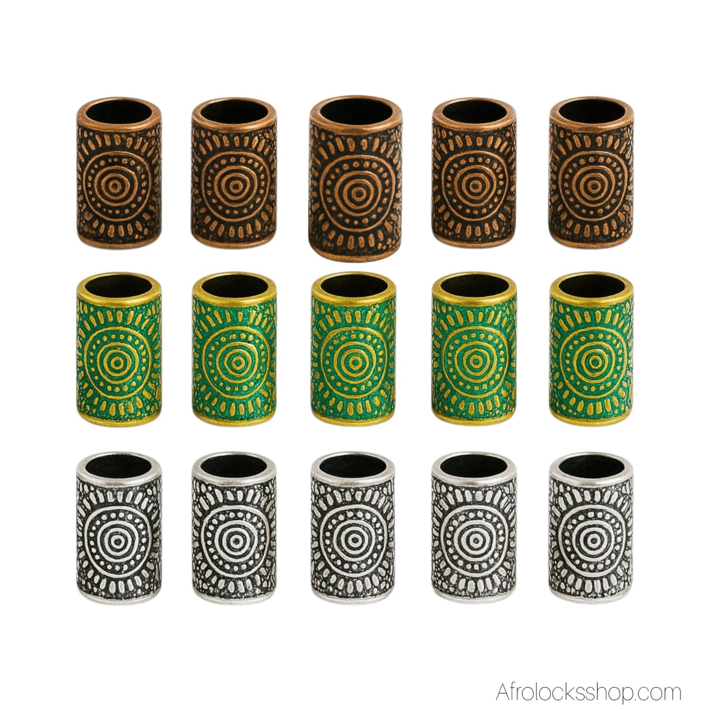 Perles microlocks tribales – lot vert ou mix 3 couleurs (trou 5 mm)