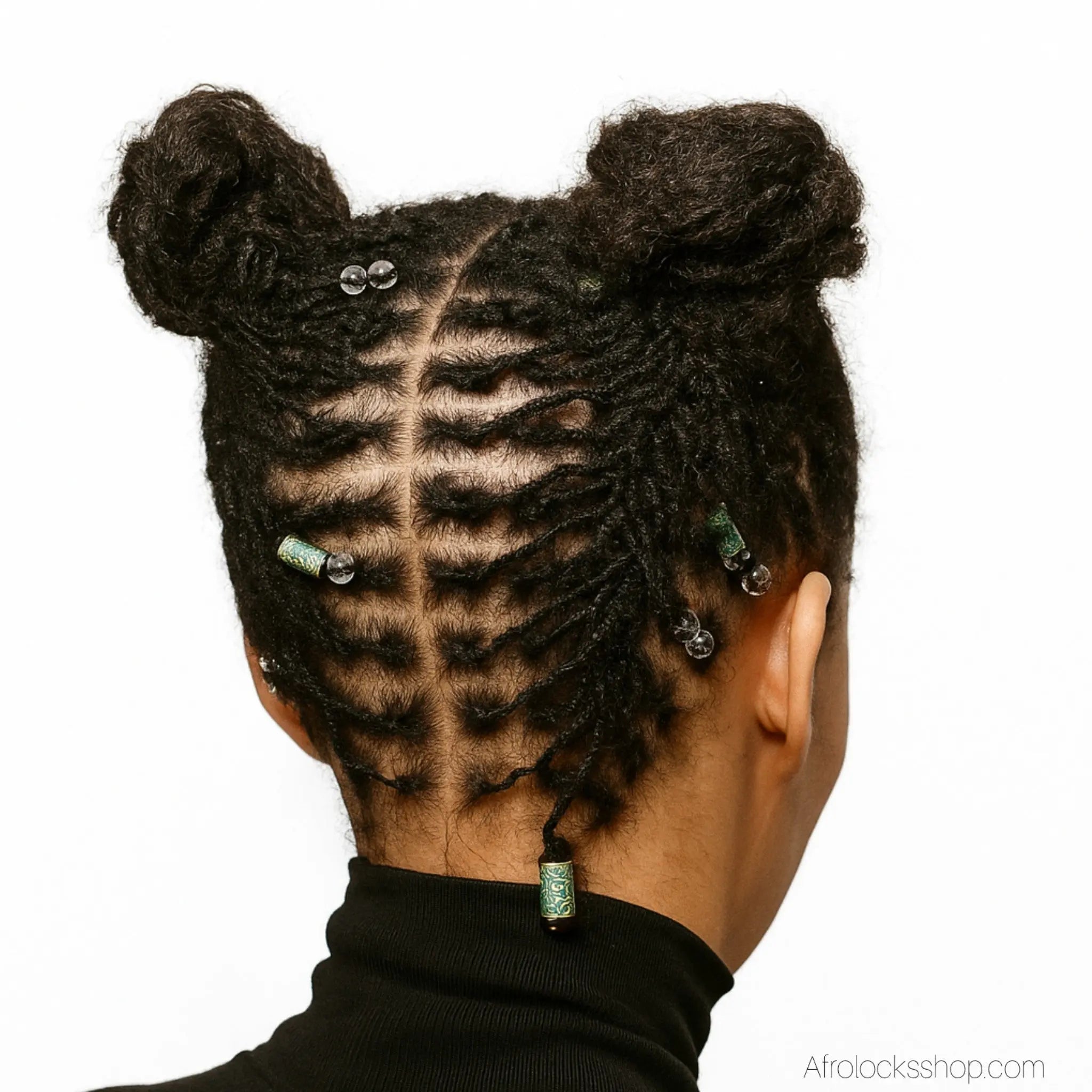 Perles_microlocks_tribales_metal_vert_bronze_5 - Afro Locks Shop