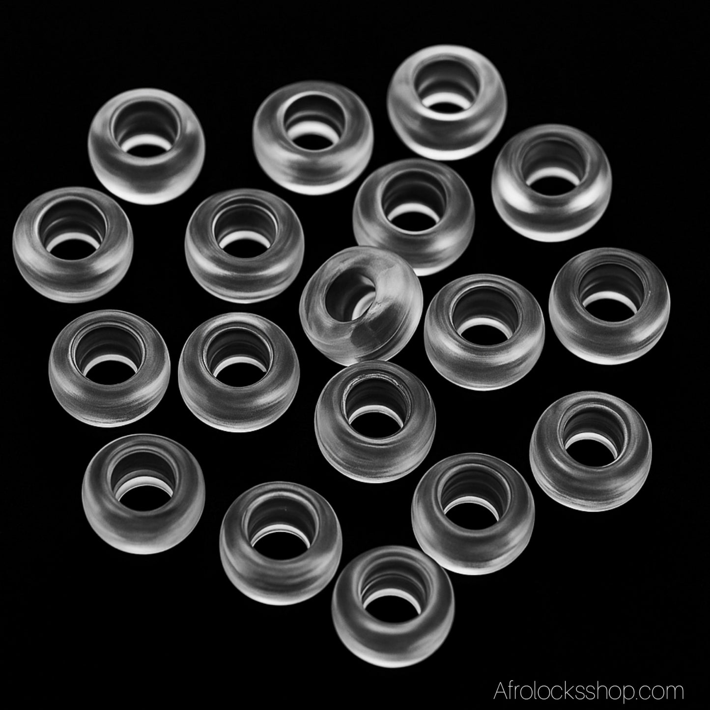 Perles transparentes pour locks – 2 tailles au choix (lot de 50 à 150 perles)