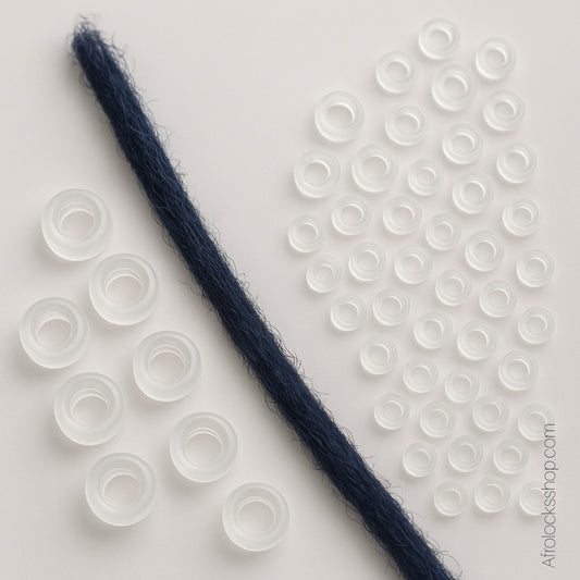 Perles transparentes pour locks – 2 tailles au choix (lot de 50 à 150 perles)