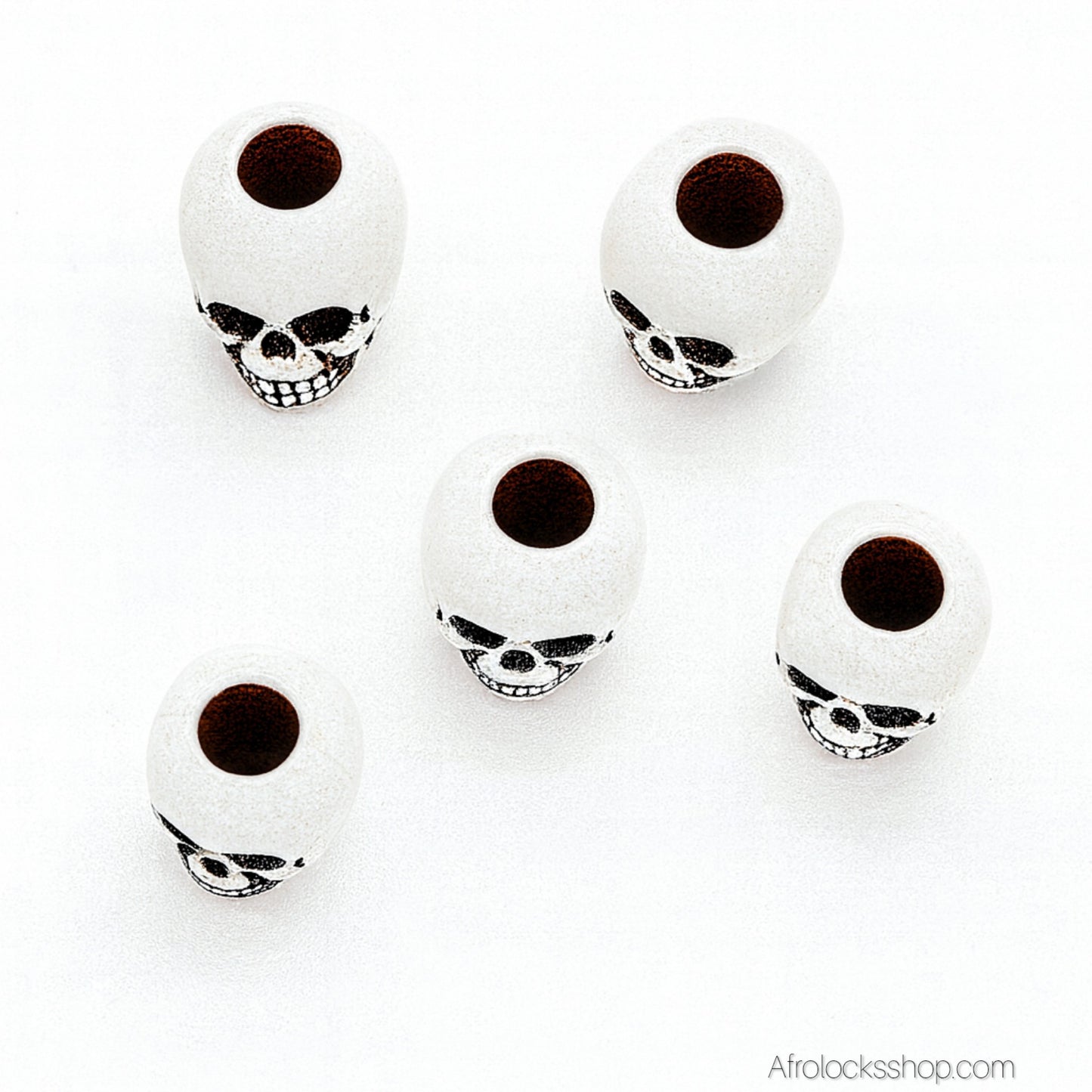 Perles skull – Lot de 10 (écru ou blanc) • trou 5 mm • 1,3 cm • locks, braids, DIY 💀