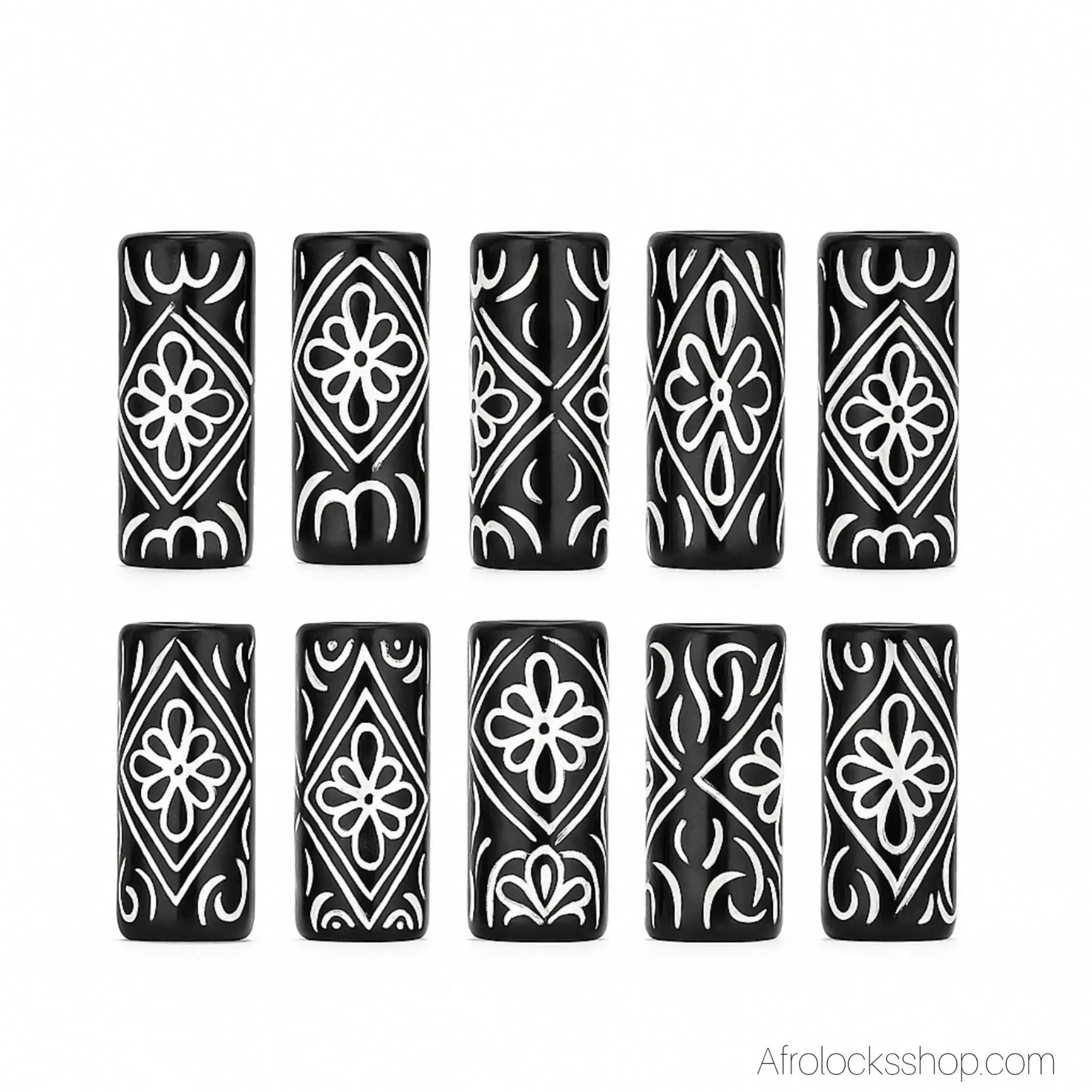 Perles_tubes_tonneau_noir_et_blanc_locks_6_mm_3 - Afro Locks Shop