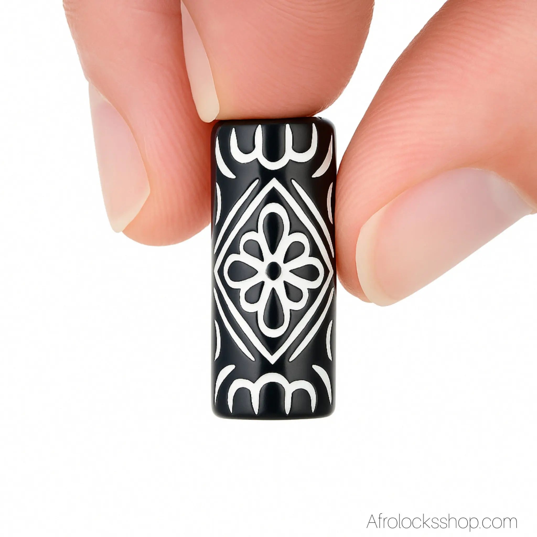 Perles_tubes_tonneau_noir_et_blanc_locks_6_mm_5 - Afro Locks Shop