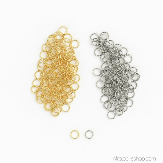 Anneaux de décoration dorés & argentés pour locks – Lot de 200 (6 mm)