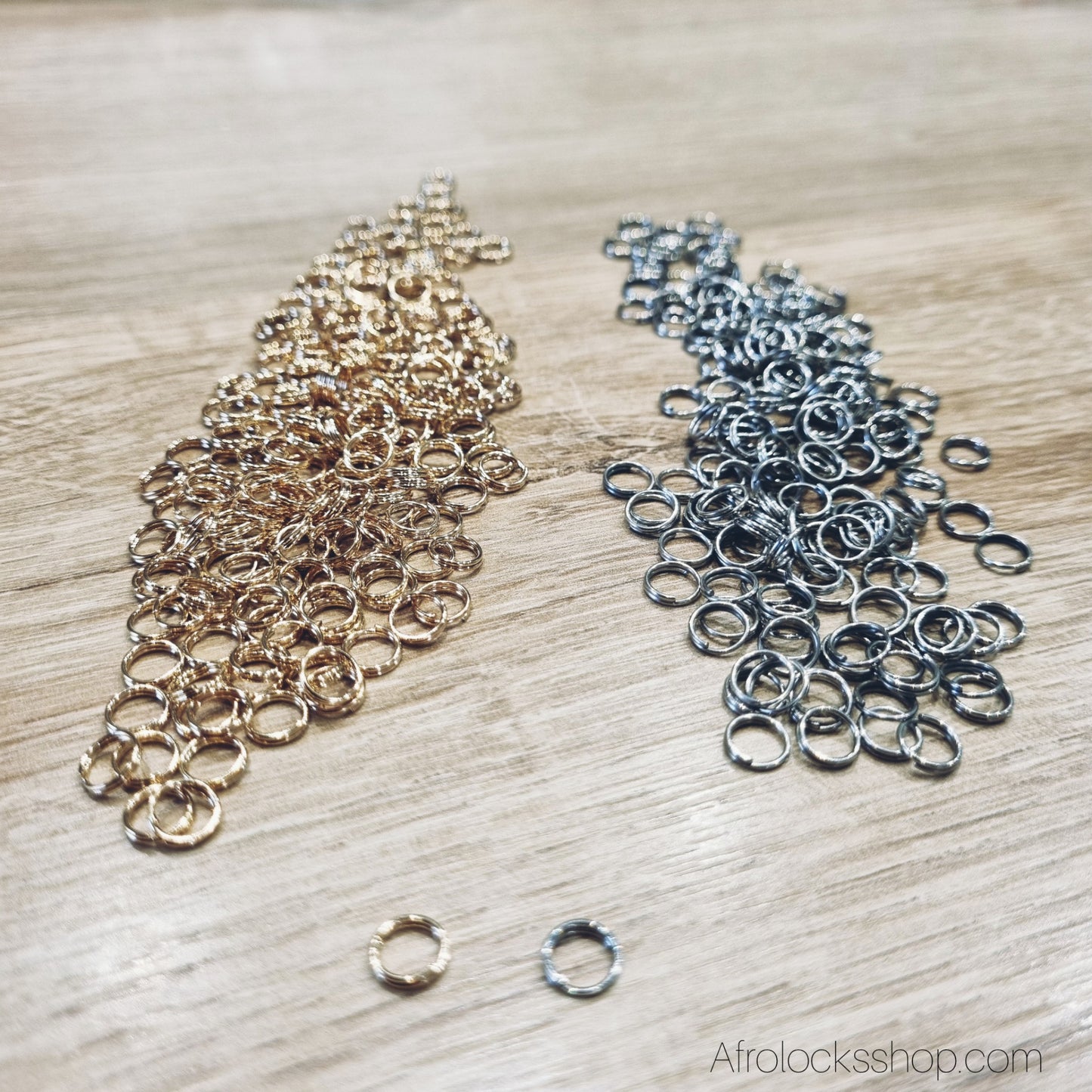 Anneaux de décoration dorés & argentés pour locks – Lot de 200 (6 mm)