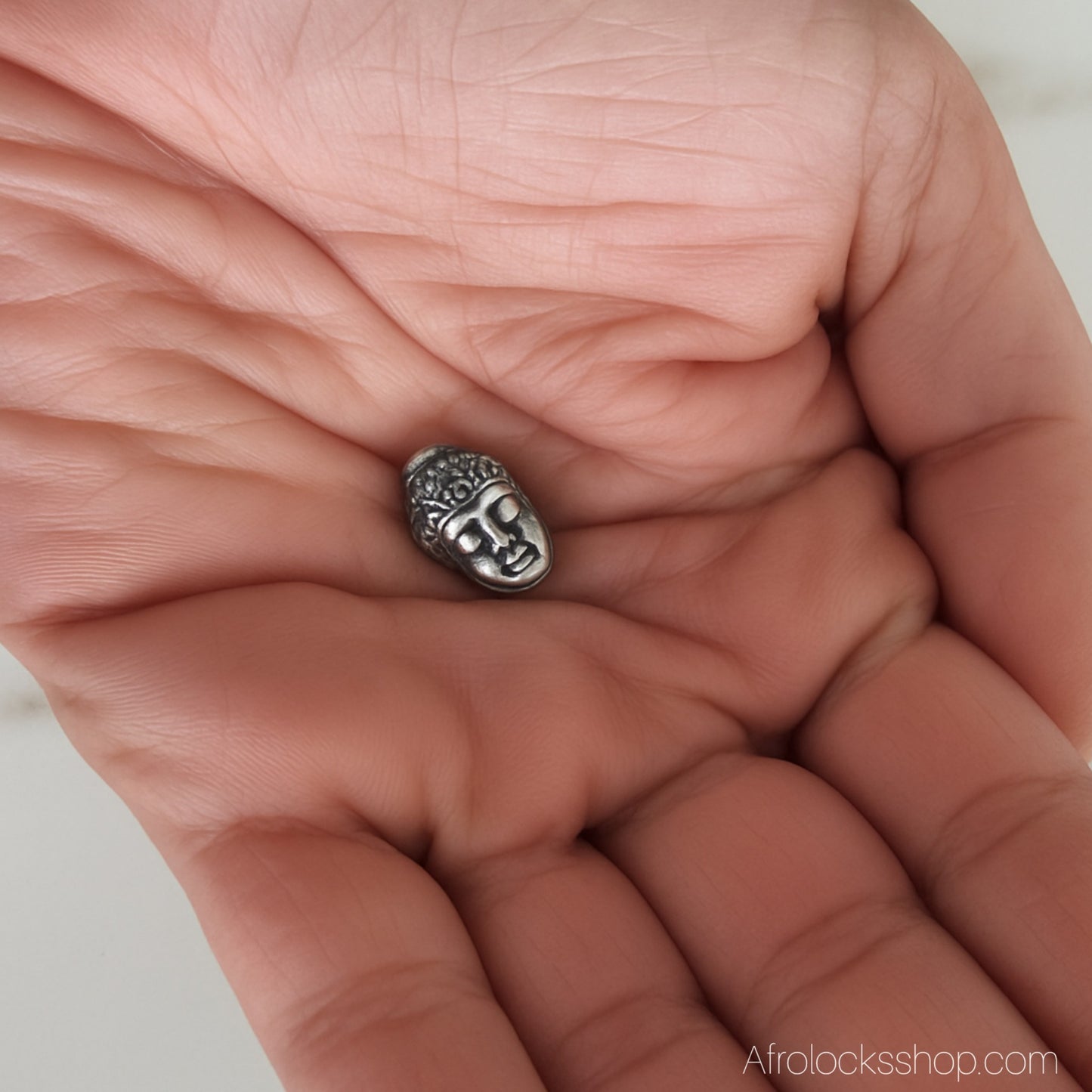 Perle Sisterlocks acier inoxydable 316L « Dualité » – bijou de cheveux 2 faces (sérénité & force)