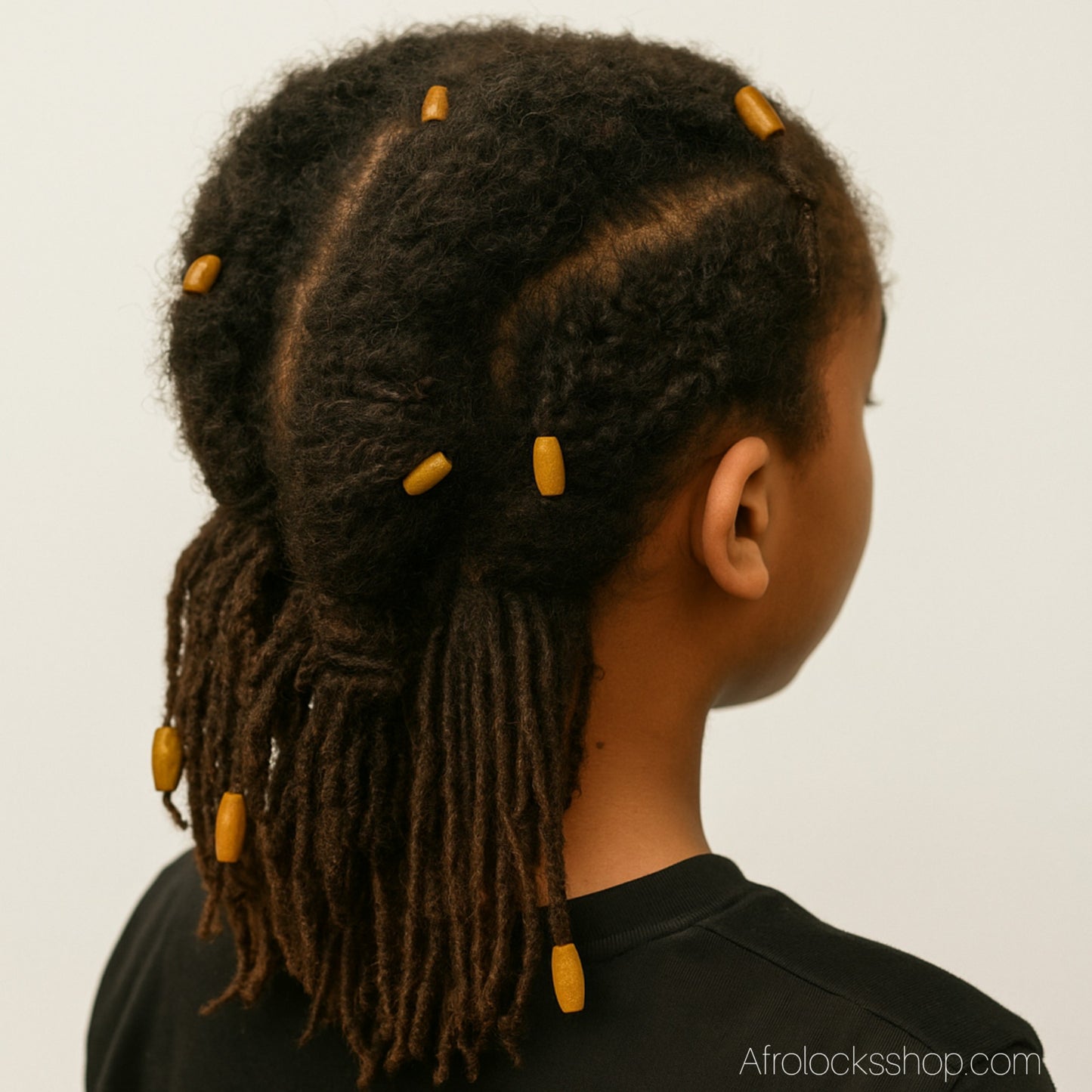 Perles longues en bois – Lot de 10 (22 mm, trou 2 mm) • Spécial Sisterlocks & locks fines