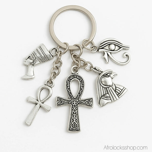 Porte_cles_egyptien_croix_ankh_nefertiti_horus_3 - Afro Locks Shop