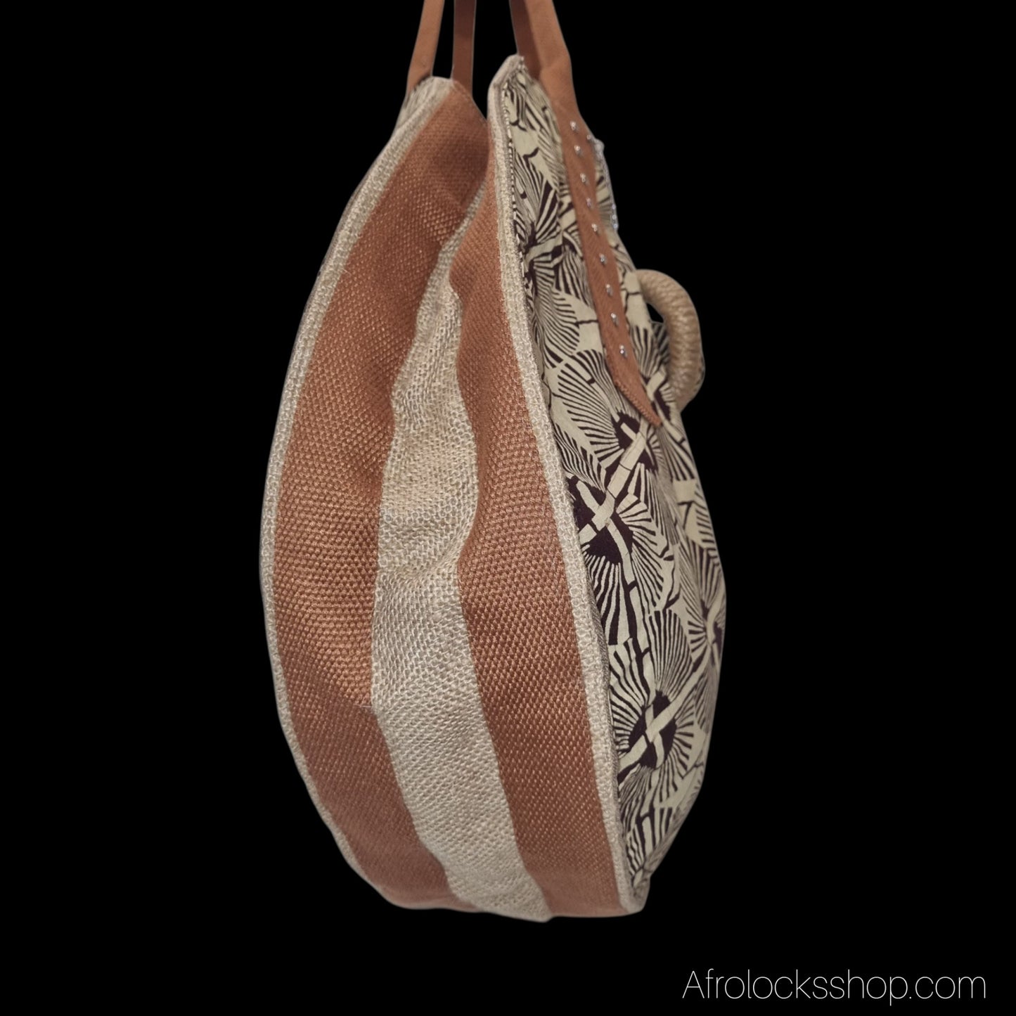 Sac rond en wax – pièce unique 40 cm, poche intérieure & bouton-pression (fait main en France)