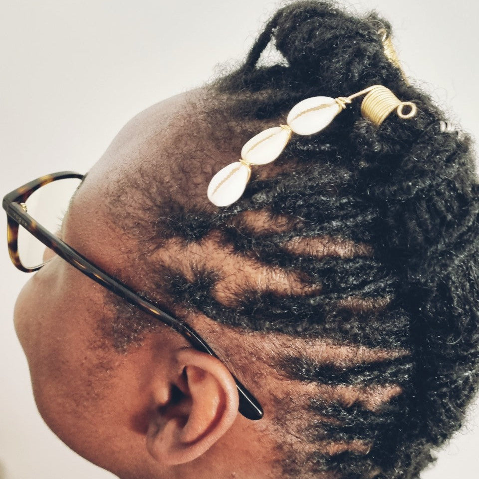 Set Spirale Dorée + Pendentif Cauris – Bijou pour Locks & Tresses (ajustable)