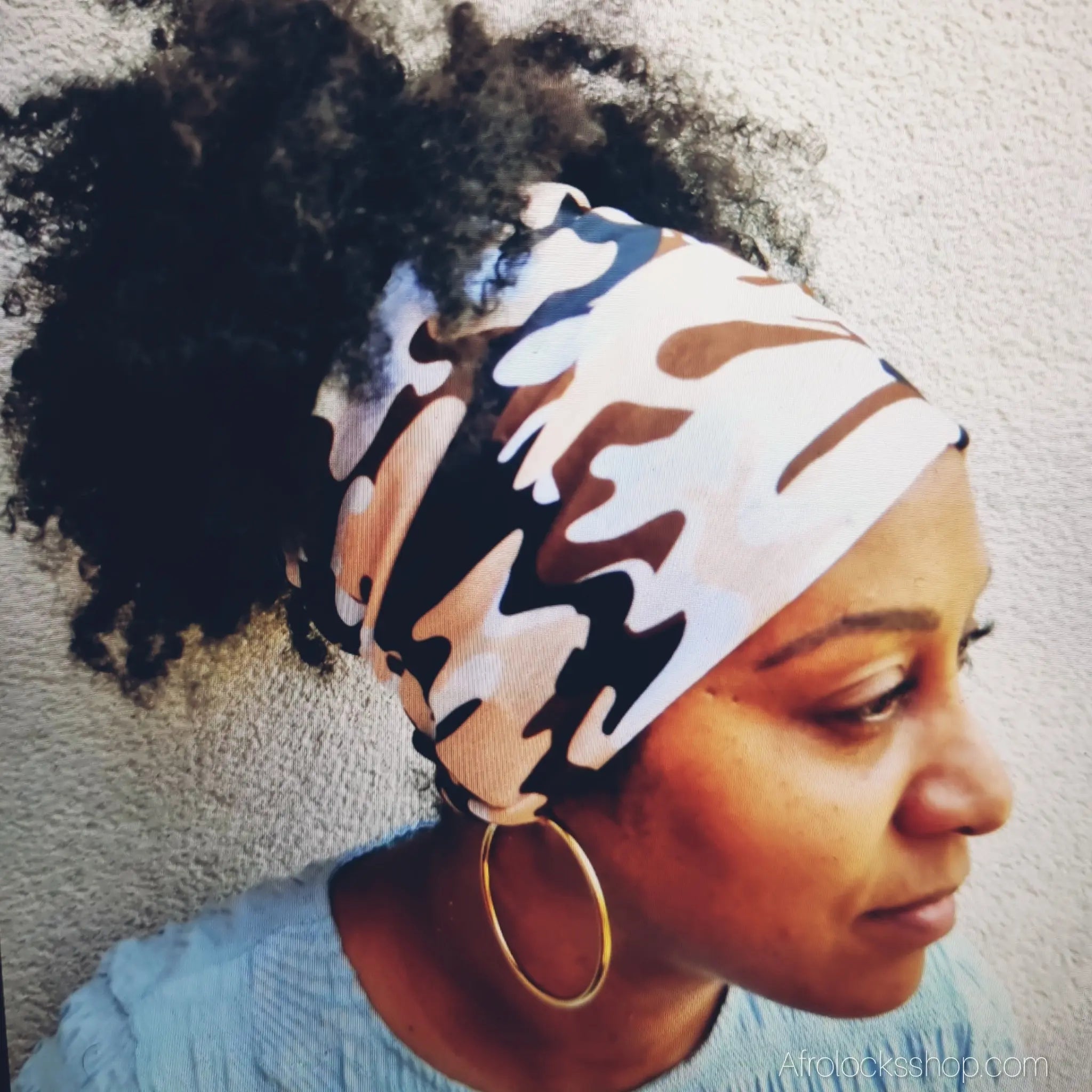 Turban_camouflage_snood_gris_vert_rose_marron_8 - Afro Locks Shop