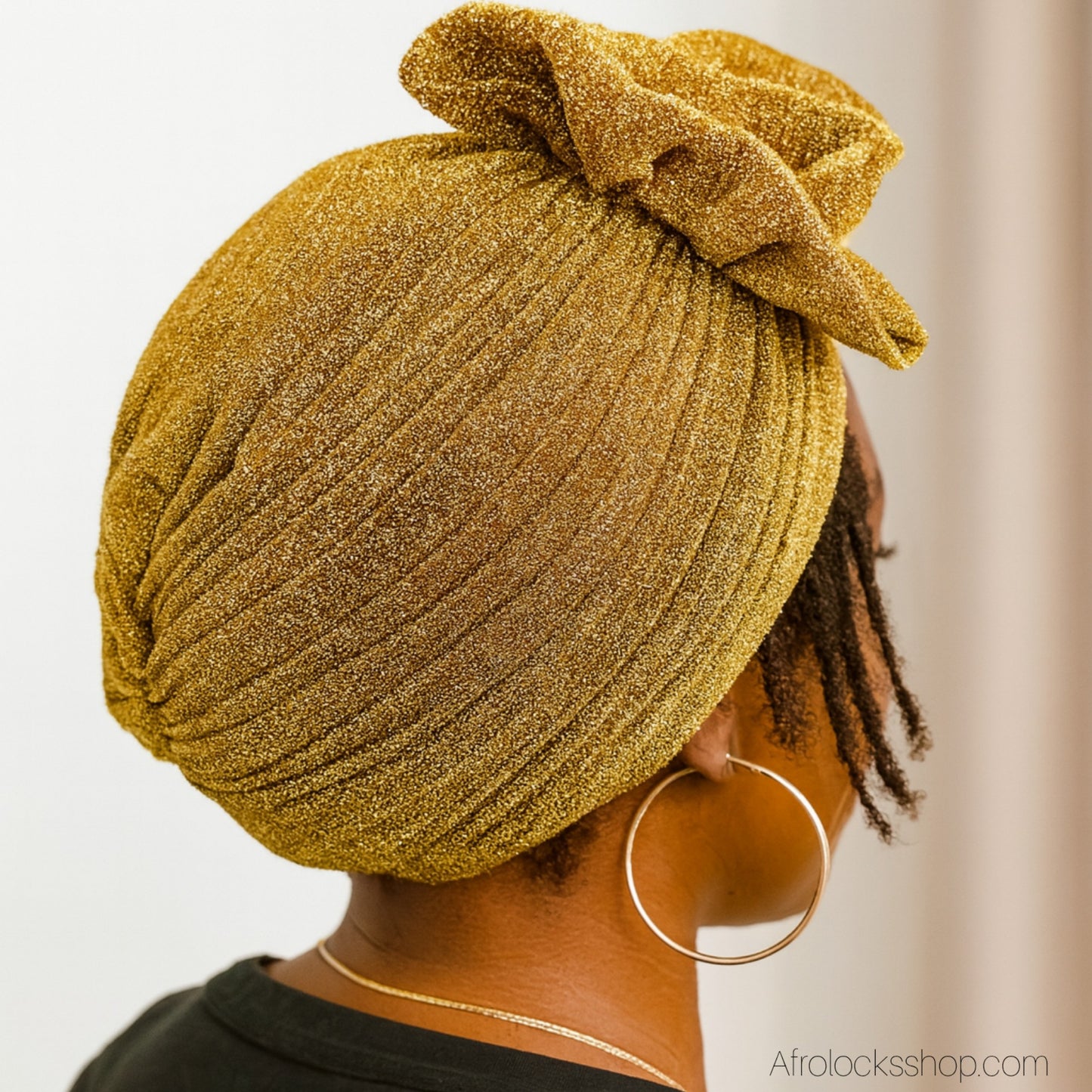 Turban pré-attaché fleur – polyester léger effet brillant (5 coloris) - taille unique