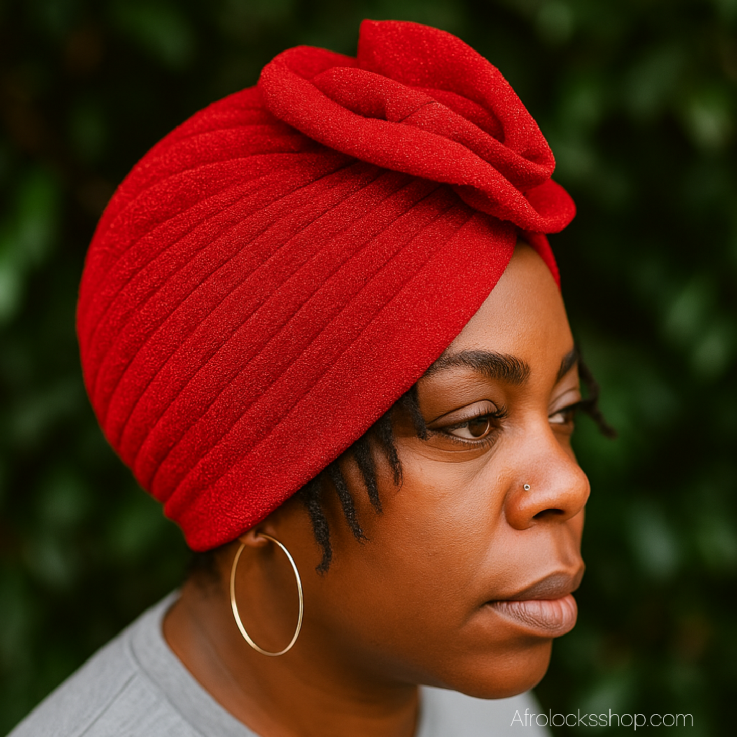 Turban pré-attaché fleur – polyester léger effet brillant (5 coloris) - taille unique