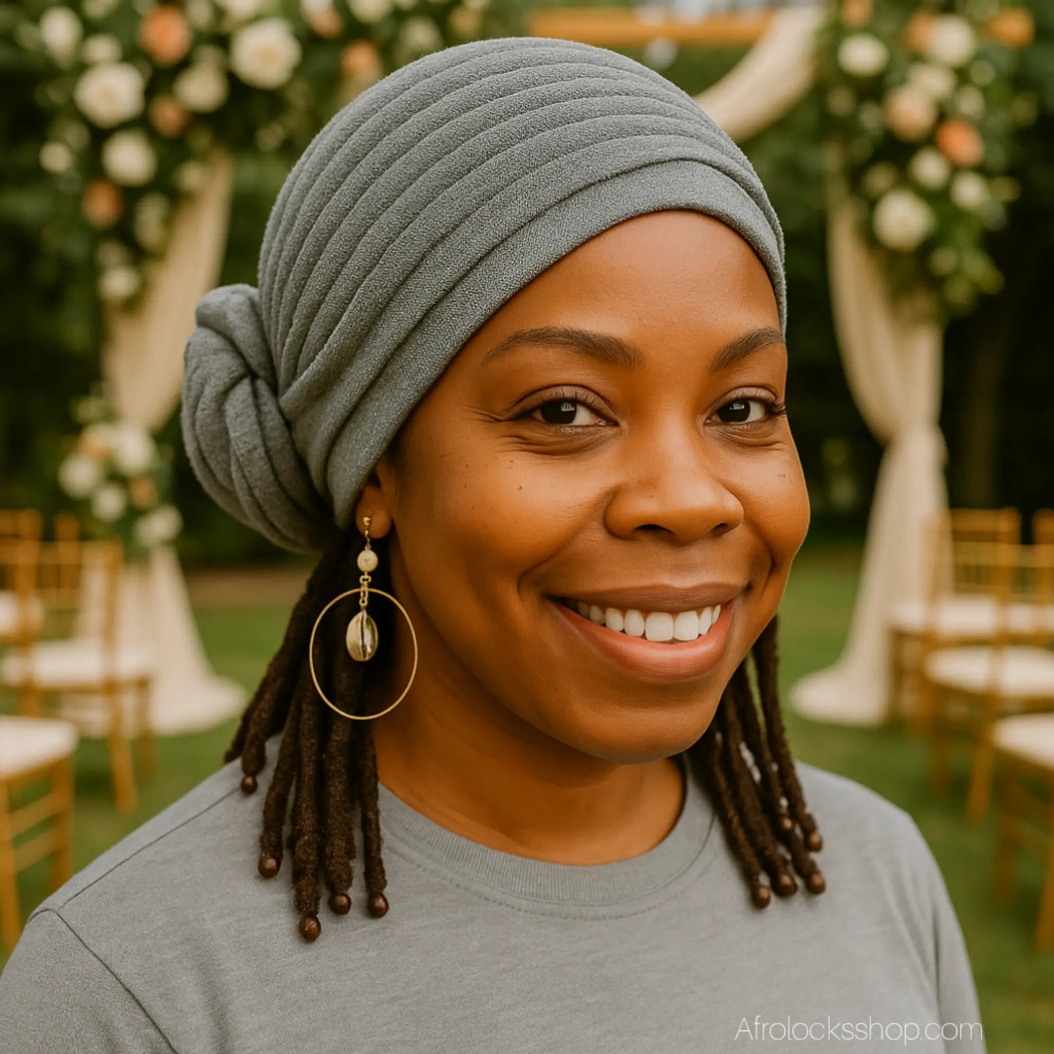 Turban_fleur_pre_attache_fin_brillant_paillettes_5 - Afro Locks Shop