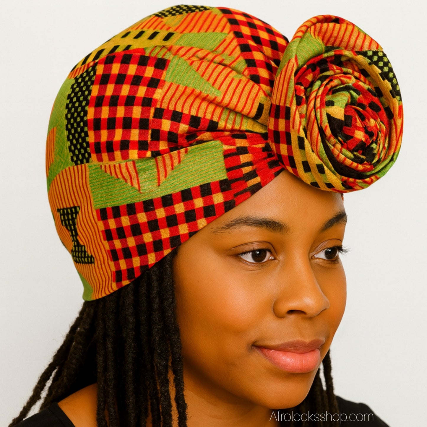 Turban fleur - satin imprimé wax – taille unique (9 coloris)