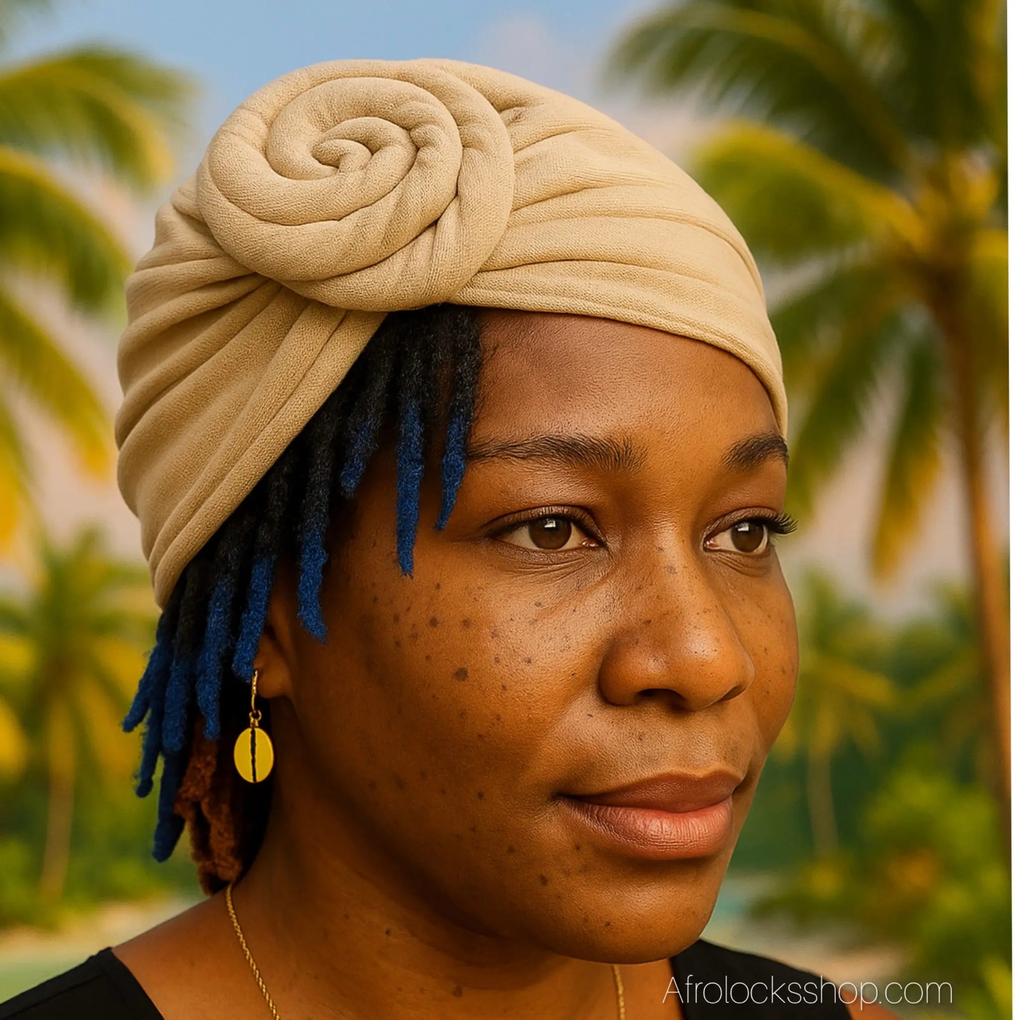 Turban_pre_attache_detail_tourbillon_a_l_avant - Afro Locks Shop