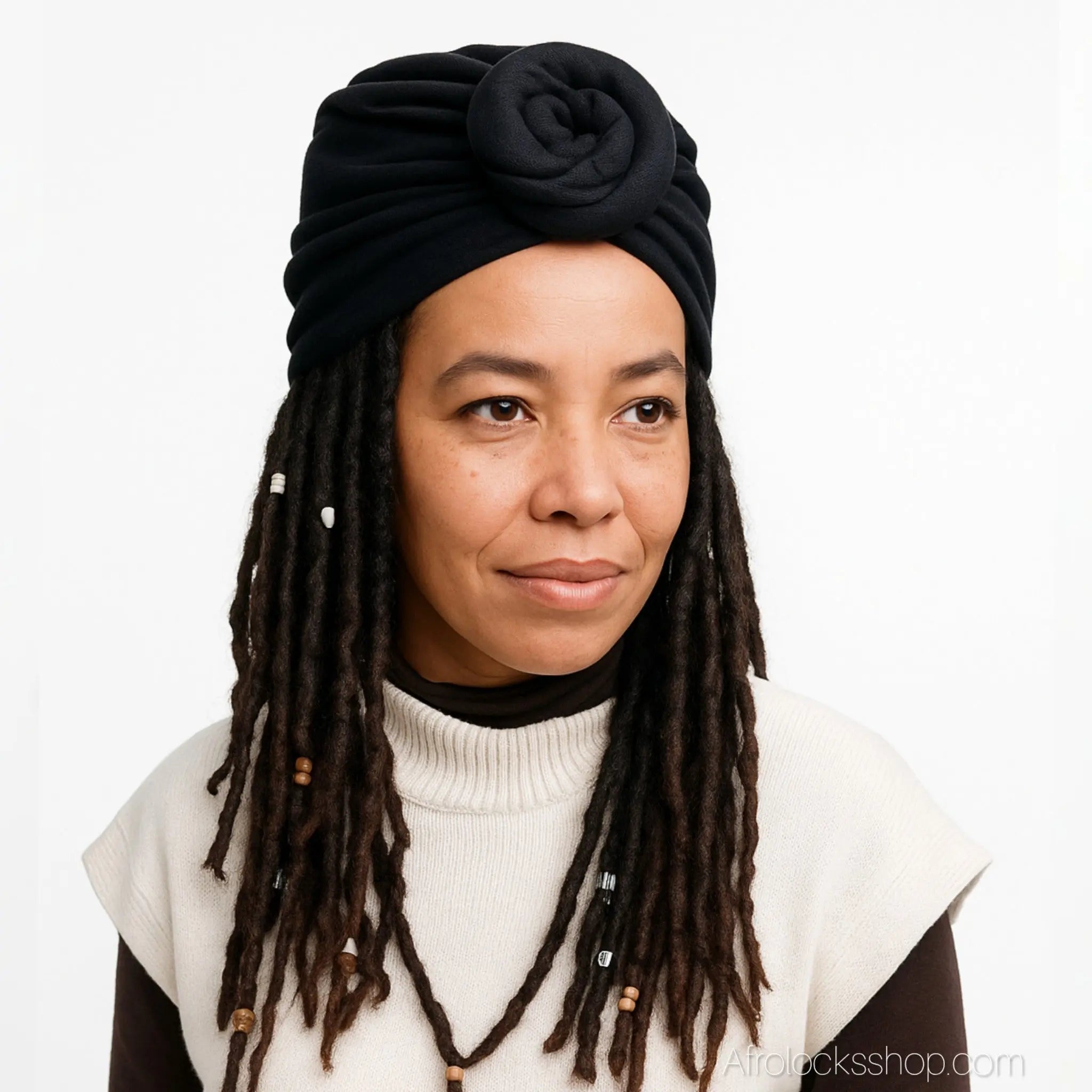 Turban_pre_attache_spirale_noir_afrolocksshop.com - Afro Locks Shop