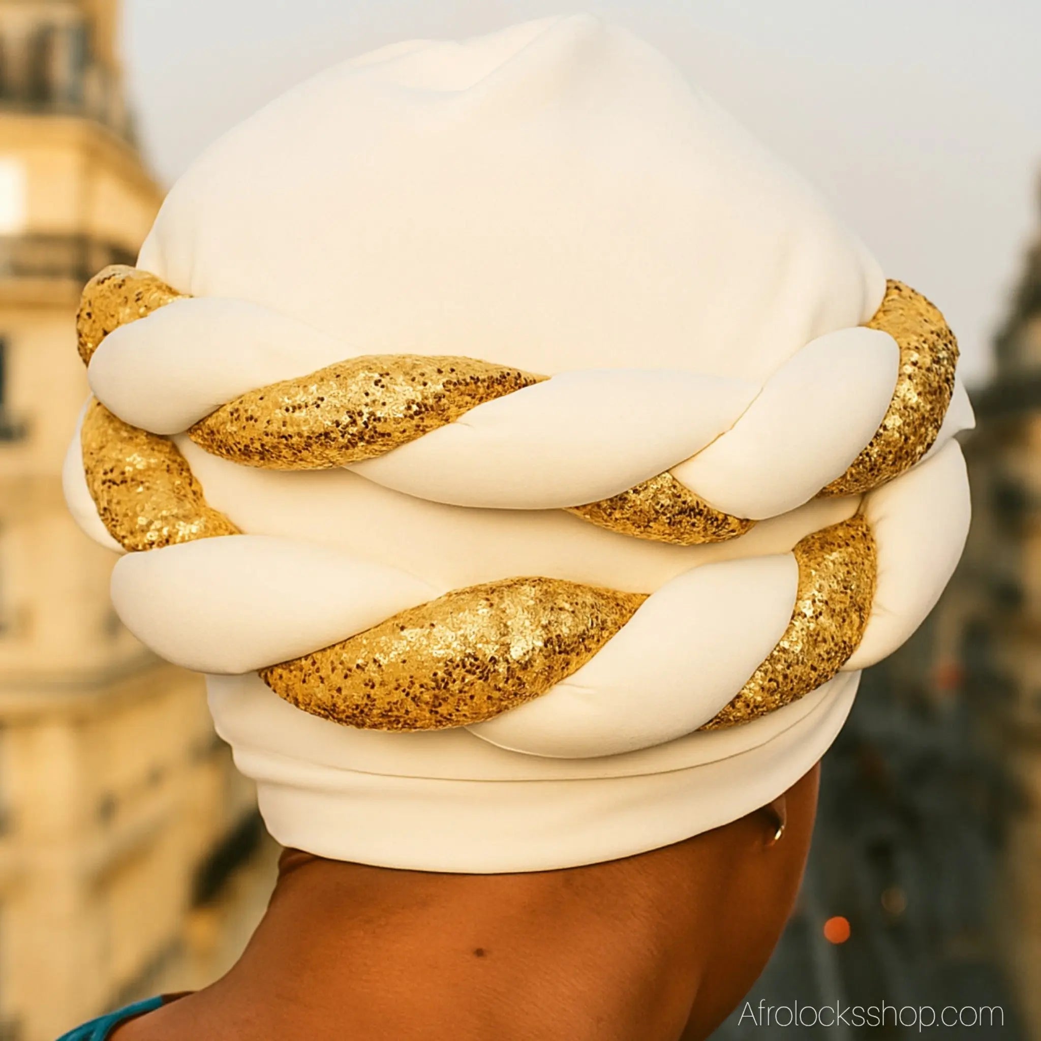 Turban_torsade_africain_pret_a_porter_blanc - Afro Locks Shop