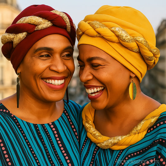 Turban africain torsadé doré – 7 coloris - Chapeau femme prêt-à-porter