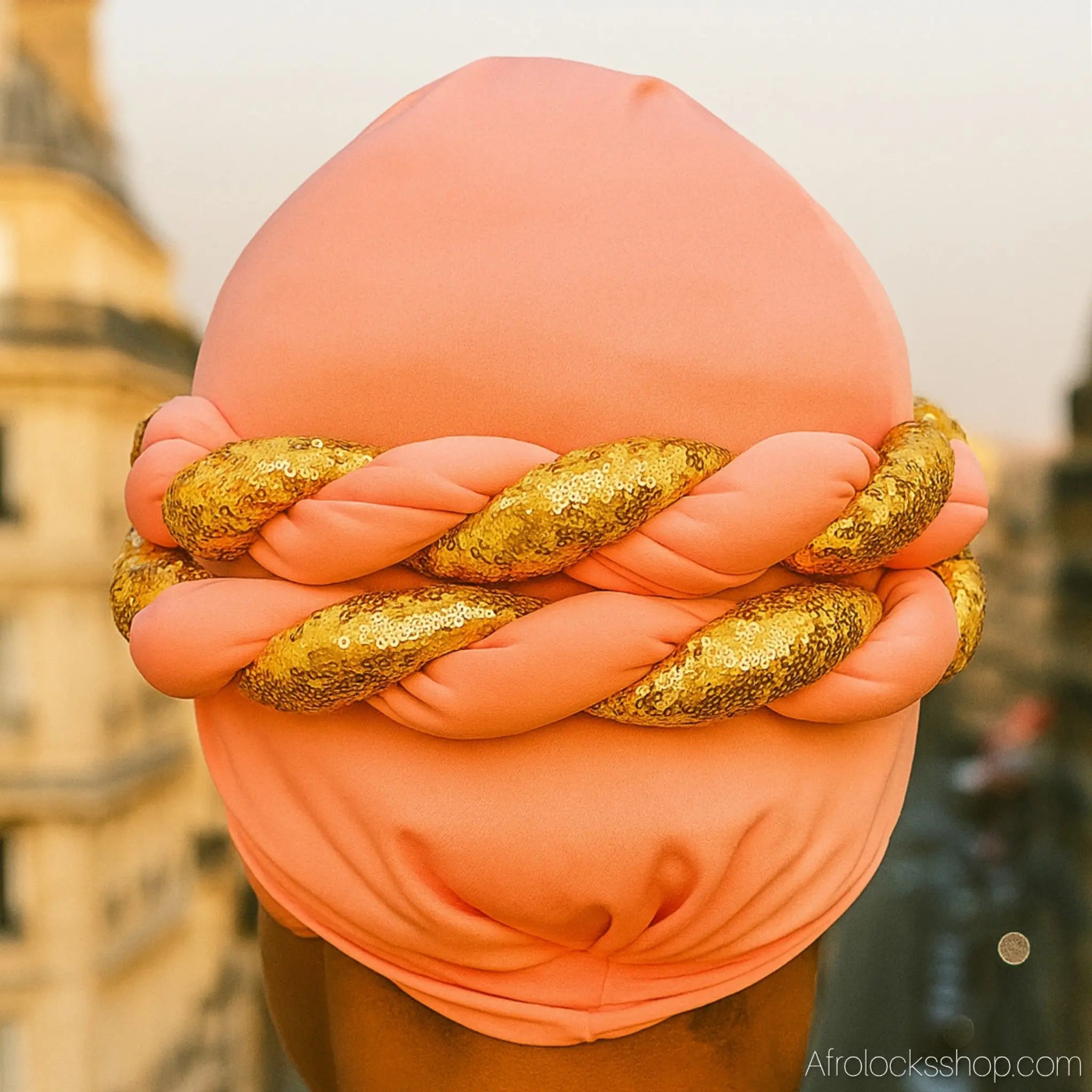 Turban_torsade_africain_pret_a_porter_rose - Afro Locks Shop