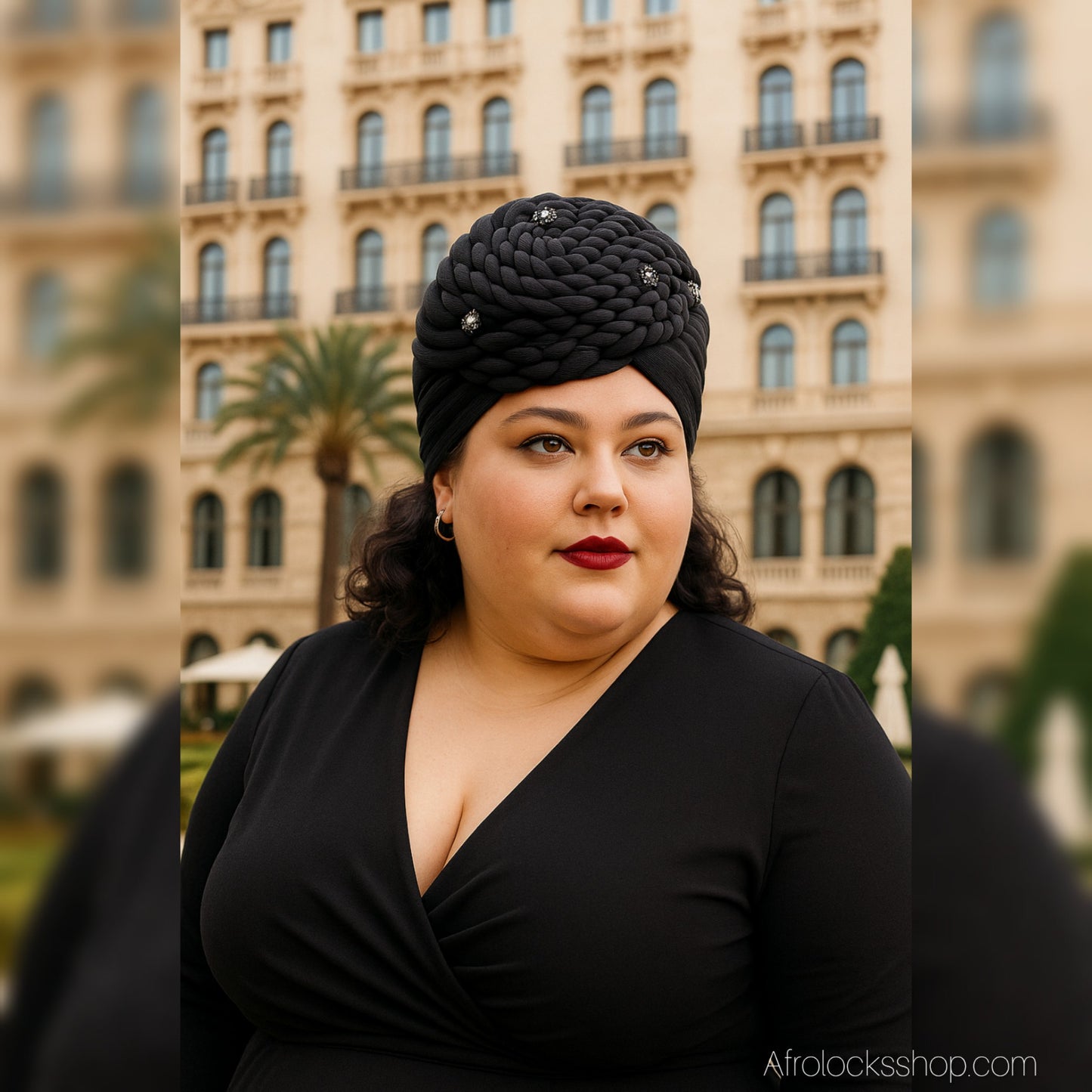 Turban torsadé à strass – Noir ou Rouge