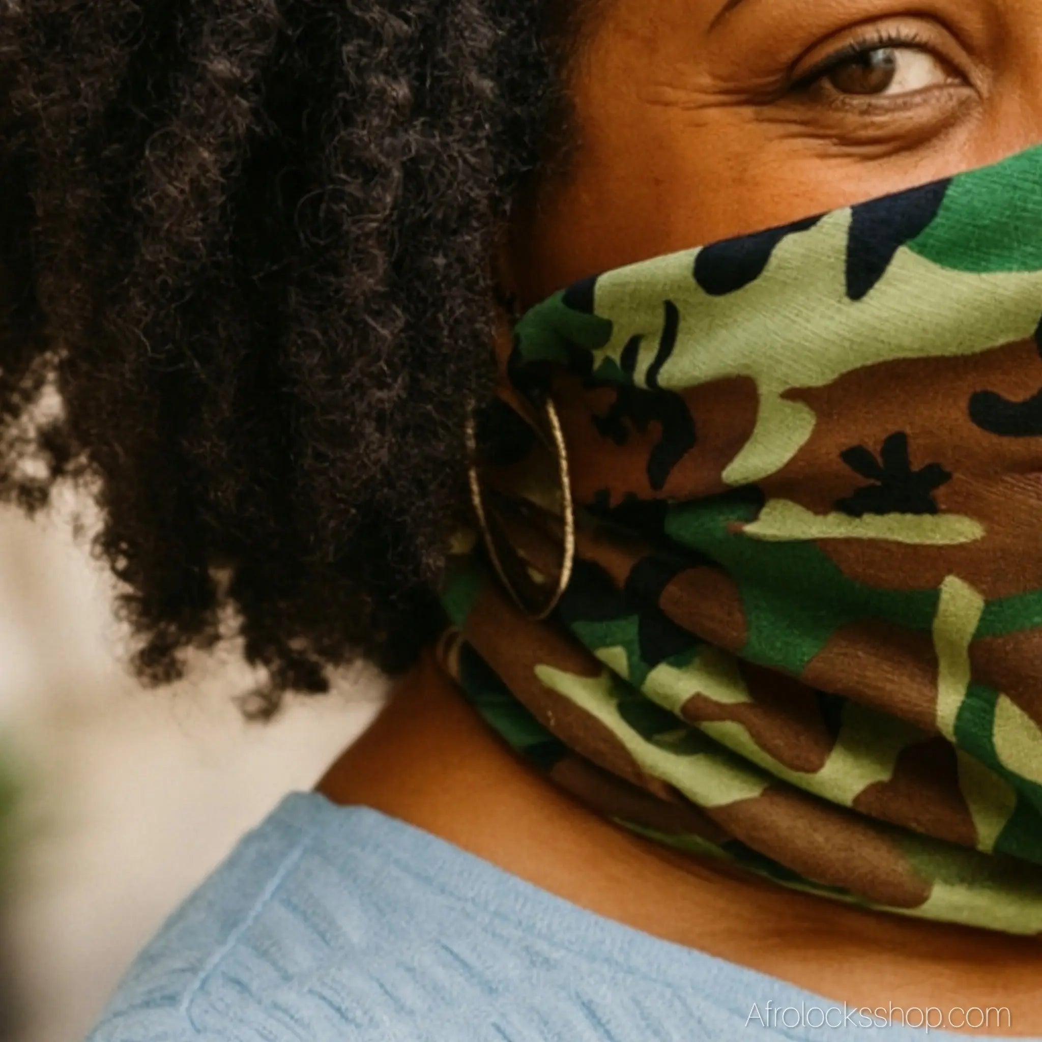 Turbancamouflagefacesnoodgrisvertrosemarron - Afro Locks Shop
