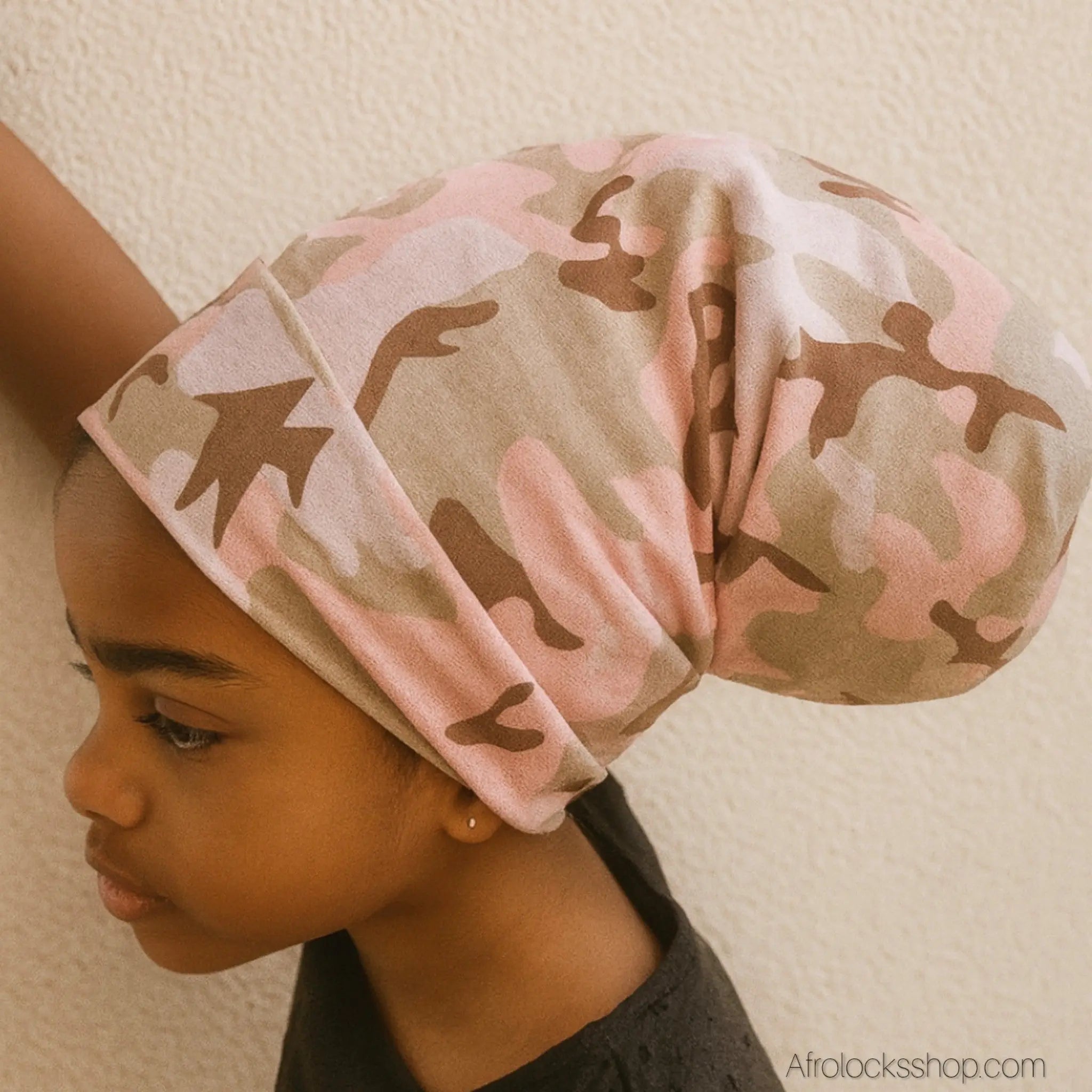 Turbancamouflagesnoodgrisvertrosemarron1 - Afro Locks Shop