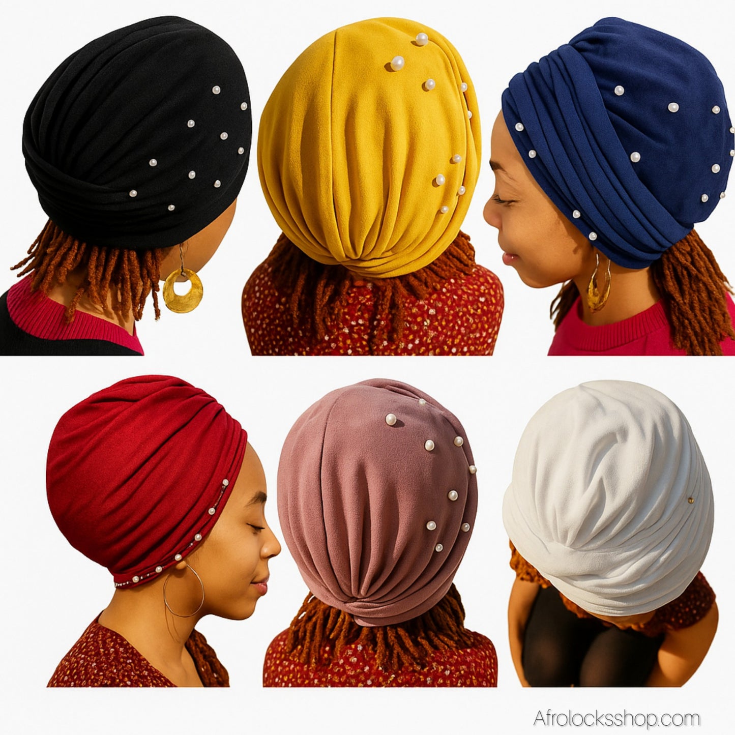 Turban fin en velours de polyester perlé – 6 coloris - léger et élégant à enrouler