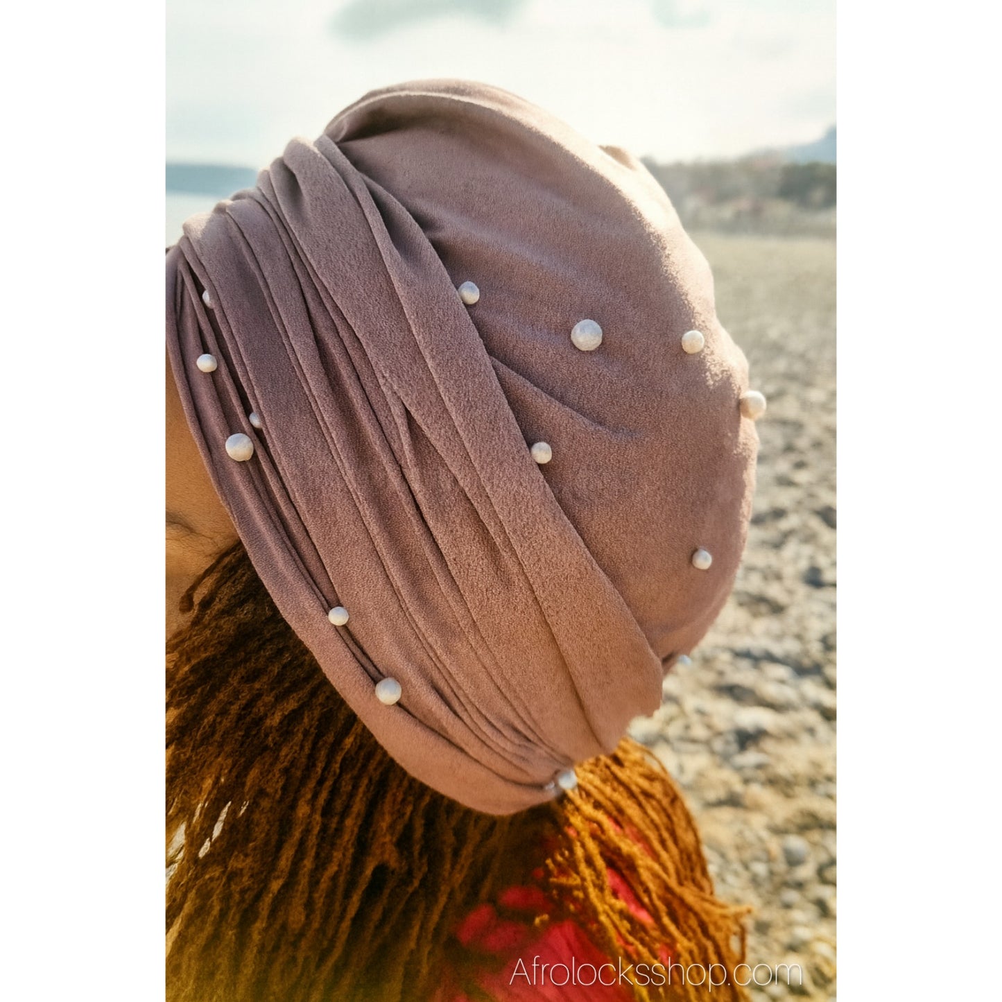 Turban fin en velours de polyester perlé – 6 coloris - léger et élégant à enrouler