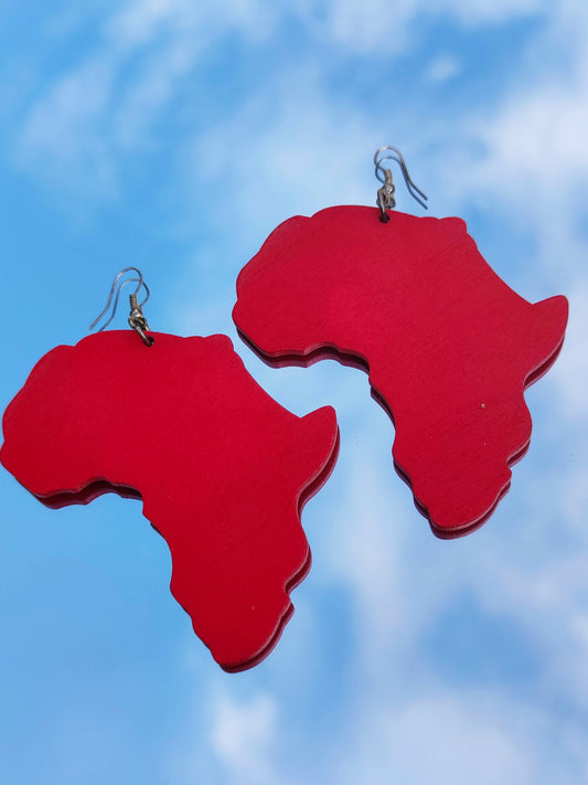 Grandes boucles d'oreilles en bois rouge Afrique continent africain bijou afrocentrique