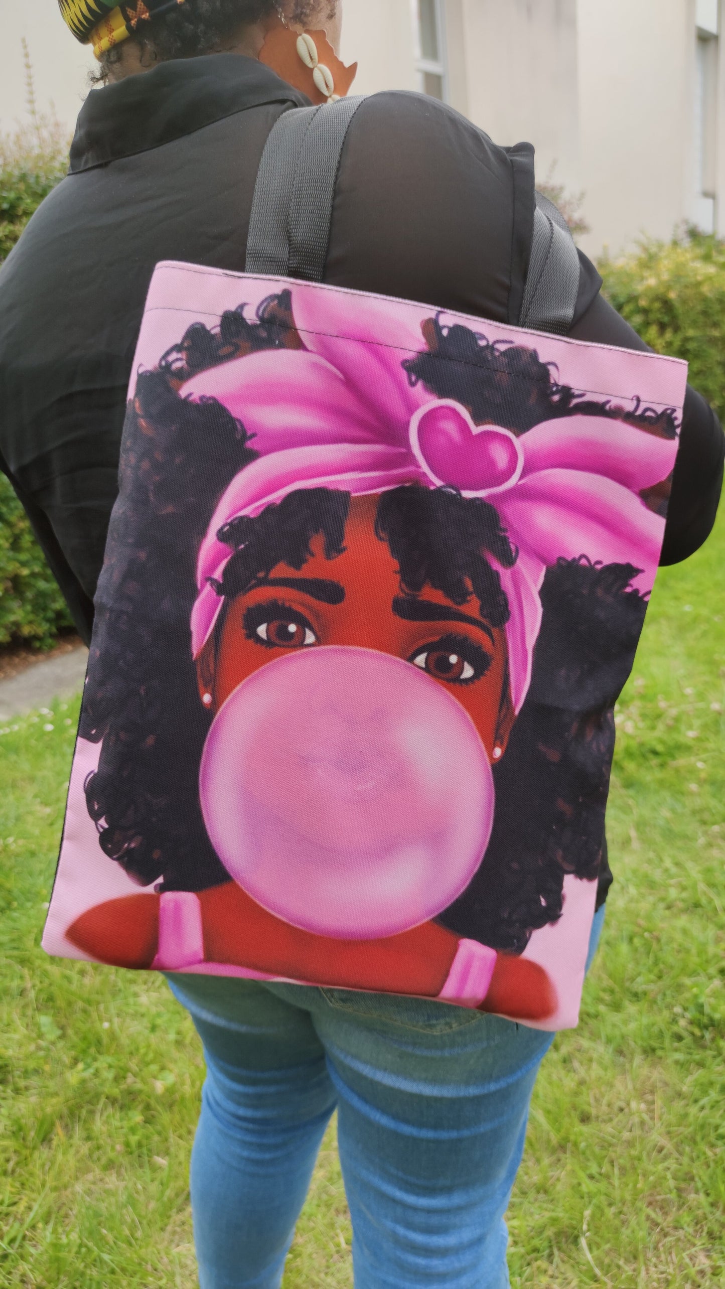 Shopper bag afro - fourre-tout visage de femme noire Lauryn Hill vitiligo tribal-SQ2904937