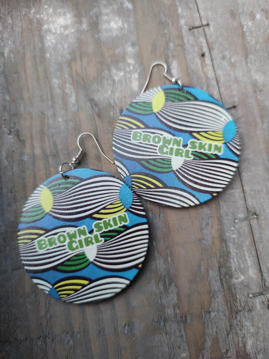 Boucles d'oreilles Brown skin girl - fille à la peau marron imprimé africain