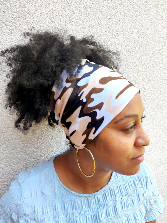 Bandana turban camouflage - army chaussette tube locks cheveux naturels afro urbain-SQ4448244