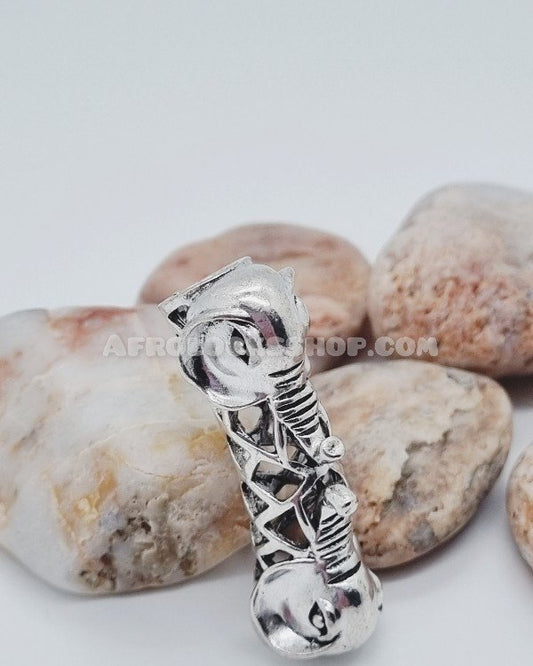 Accessoire de cheveux dreadlocks éléphant couleur argent porte-bonheur