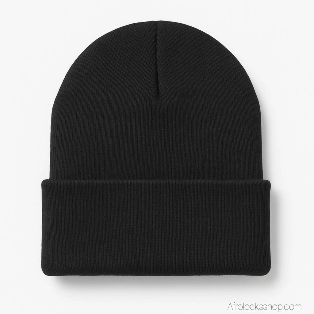 bonnet-hiver-noir-doublure-satin - Afro Locks Shop
