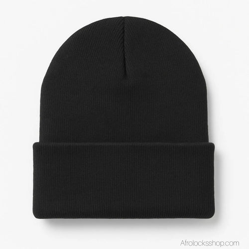 bonnet-hiver-noir-doublure-satin - Afro Locks Shop