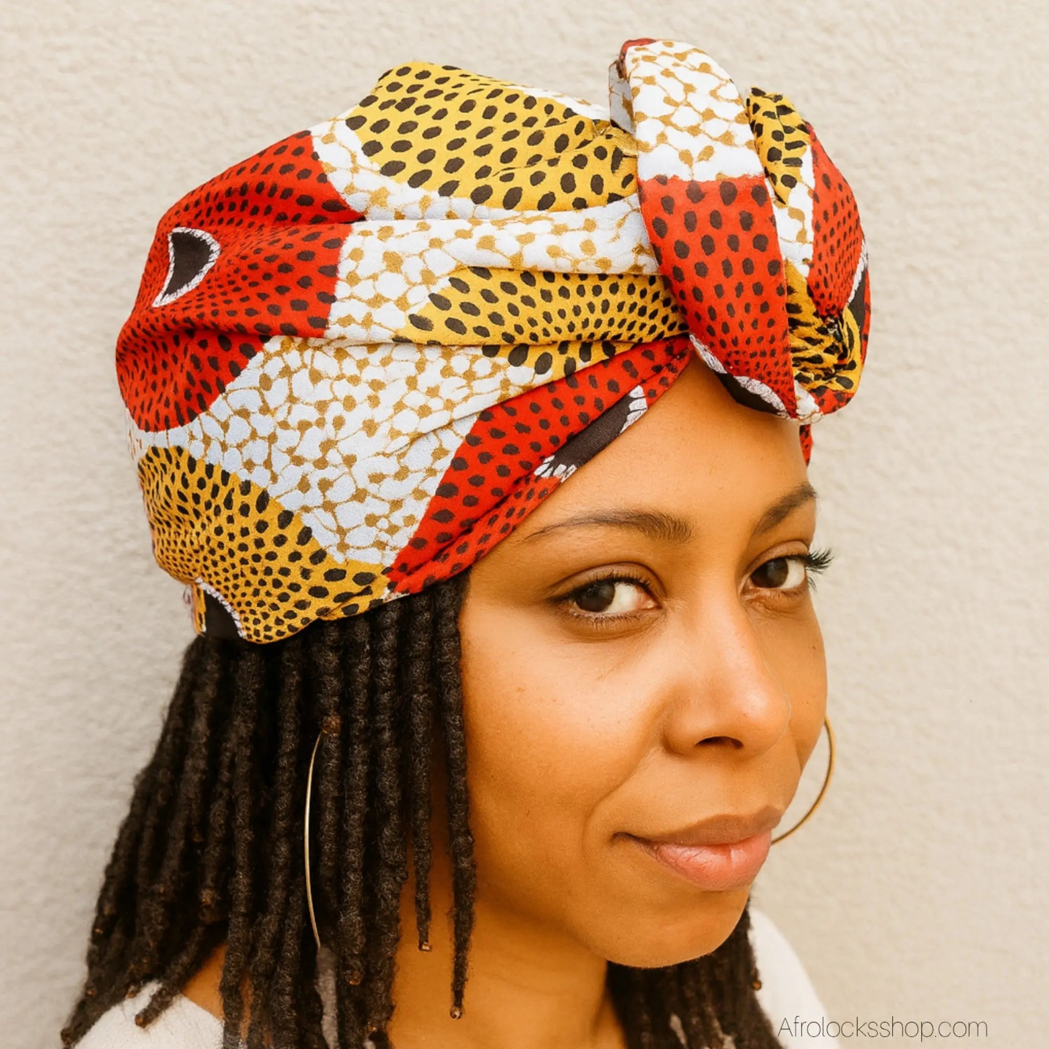 bonnet-satin-beige-jaune-wax - Afro Locks Shop