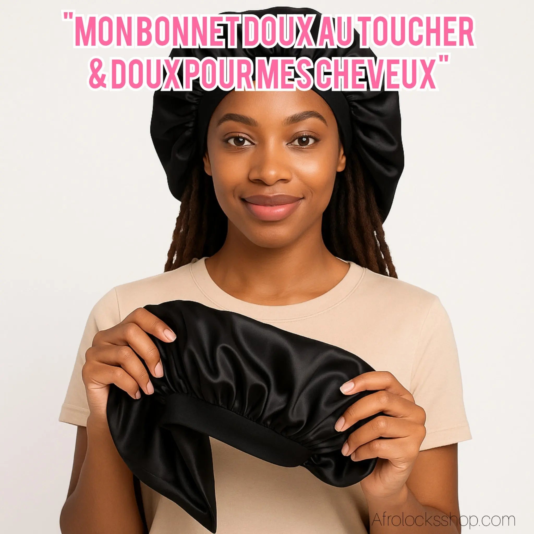 bonnet-satin-chouchou-bandeau-noir - Afro Locks Shop