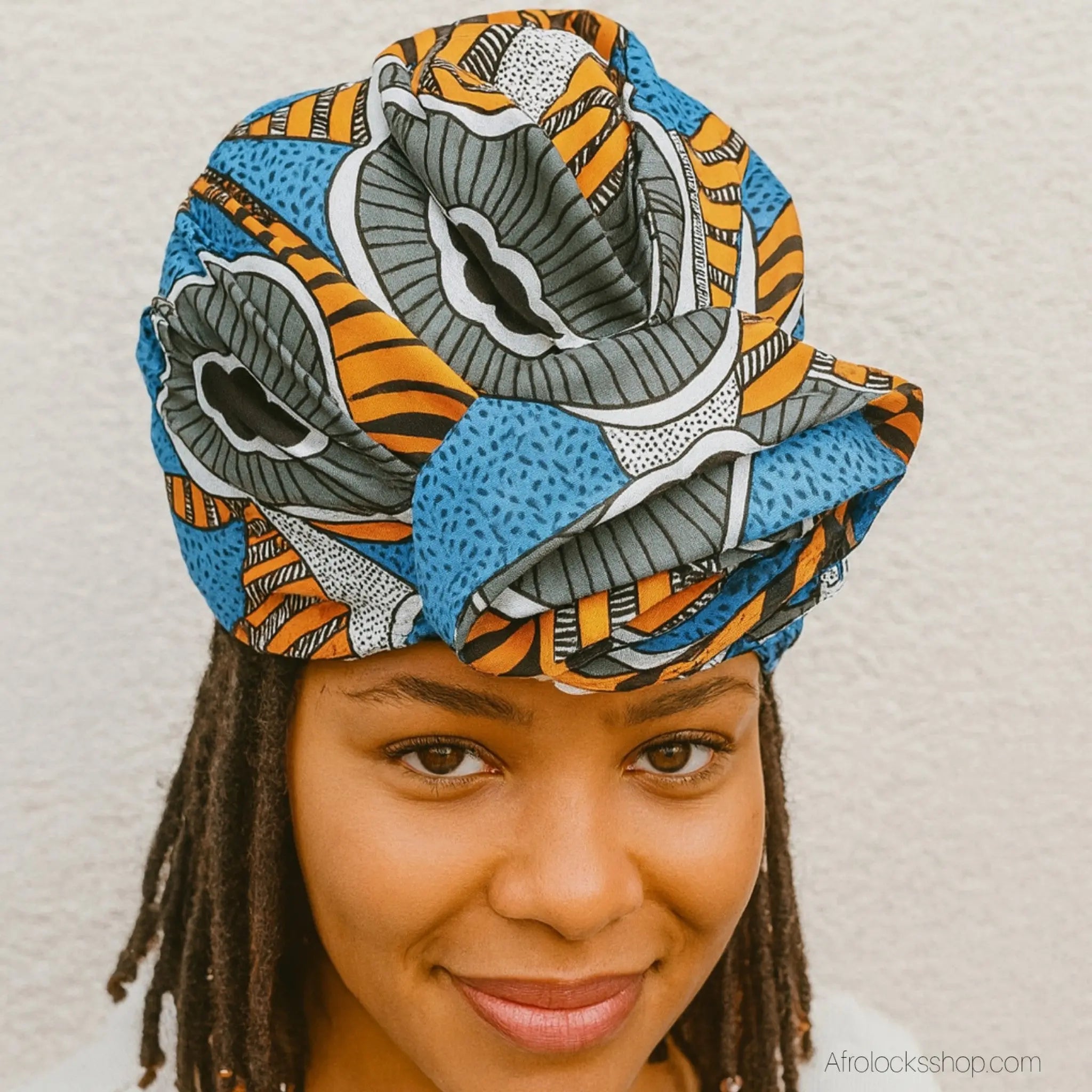 bonnet-satin-wax-bleu-jaune - Afro Locks Shop