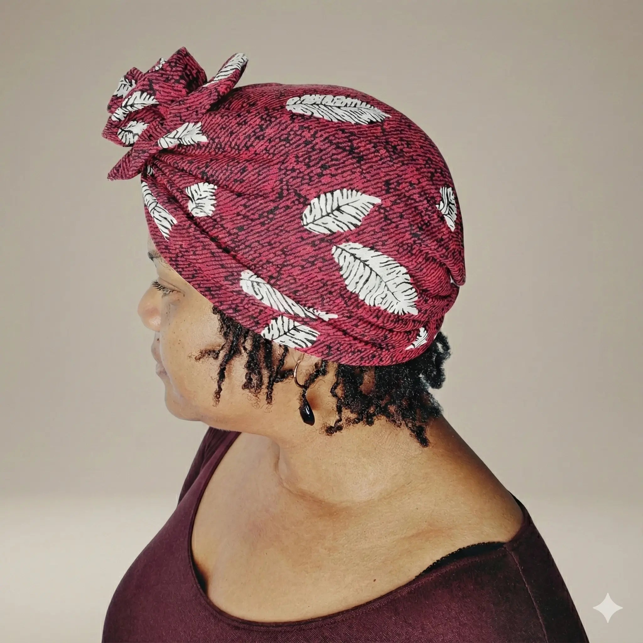 bonnet-turban-fleur-bordeaux-locks - Afro Locks Shop