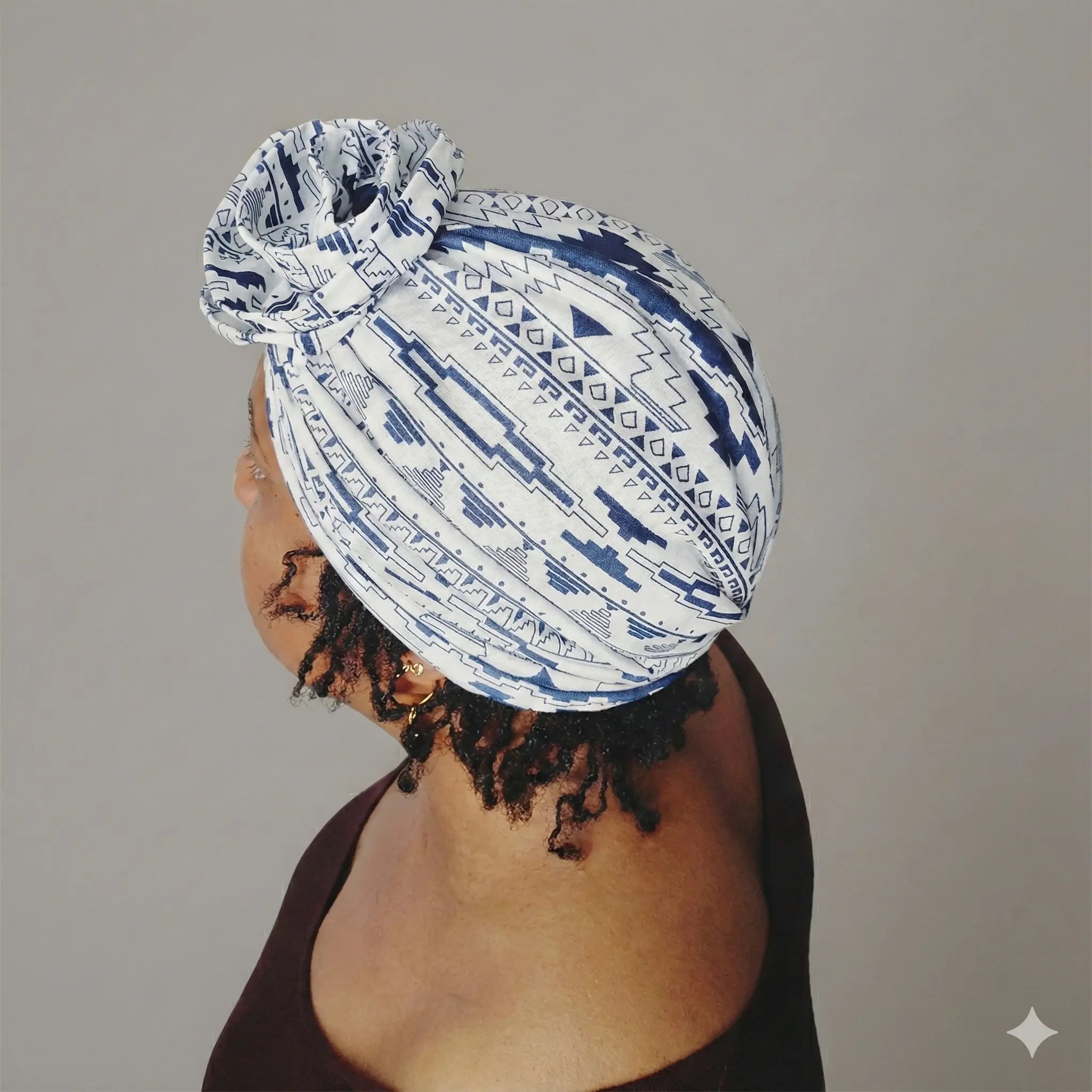 bonnet-turban-fleur-noeud-sophistique - Afro Locks Shop