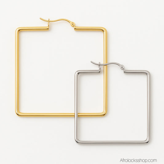 bouce d'oreille carre or ou argent