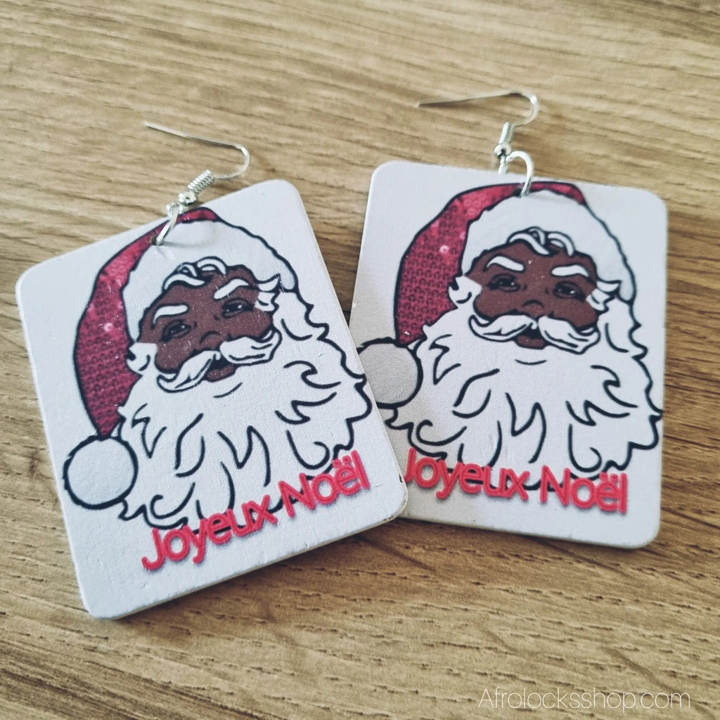 boucles-d-oreilles-pere-noel-noir - Afro Locks Shop