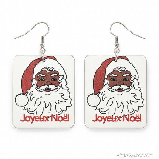 paire de boucles d'oreilles representant un pere noel cadeau original
