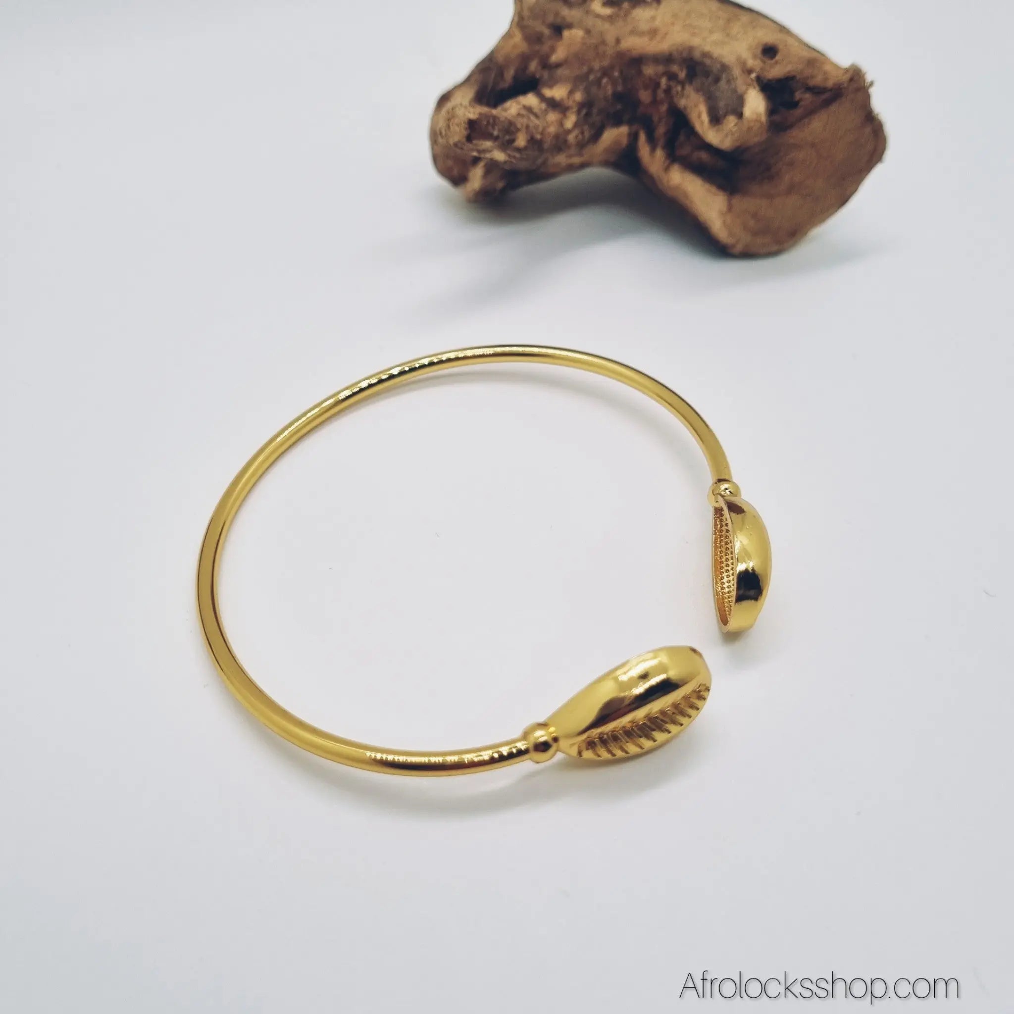 bracelet-acier-inoxydable-cauris-jonc - Afro Locks Shop