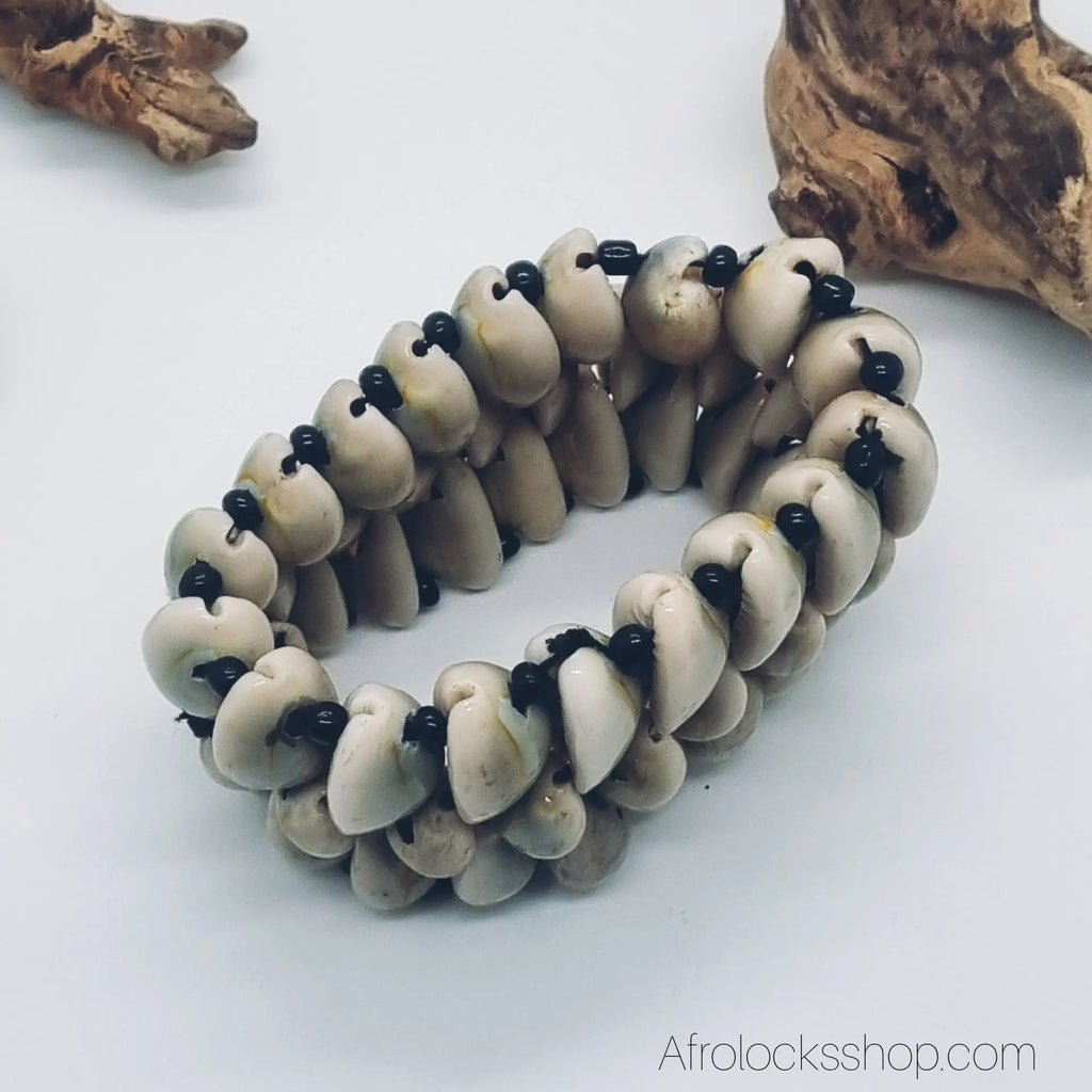 bracelet-cauris-brut-afrique - Afro Locks Shop