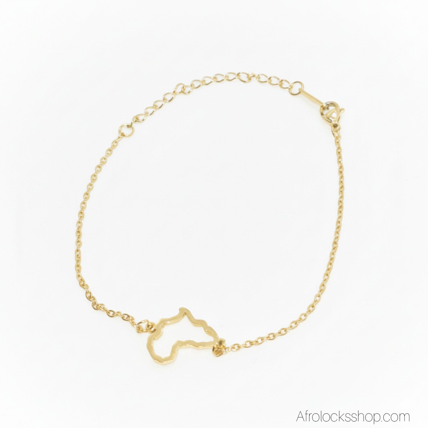 bracelet couleur or avec detail carte afrique