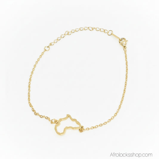 bracelet couleur or avec detail carte afrique